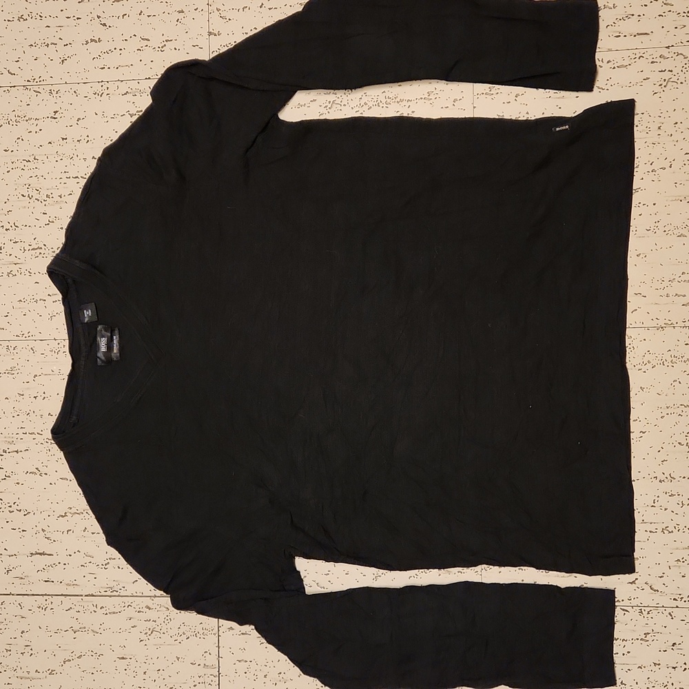 Hugo Boss Black Two Tone Stripe Long Sleeve V-Neck Tee